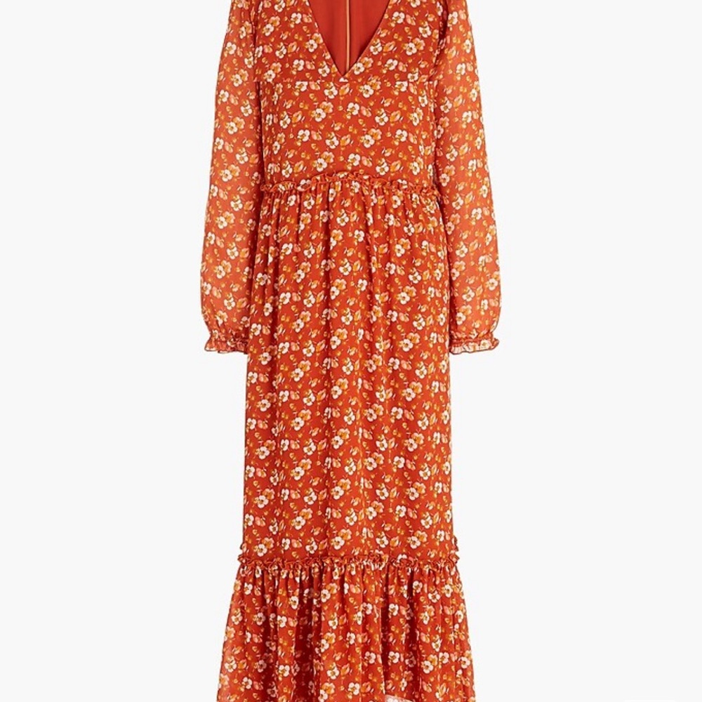 JCrew crinkle maxi dress in Auburn color